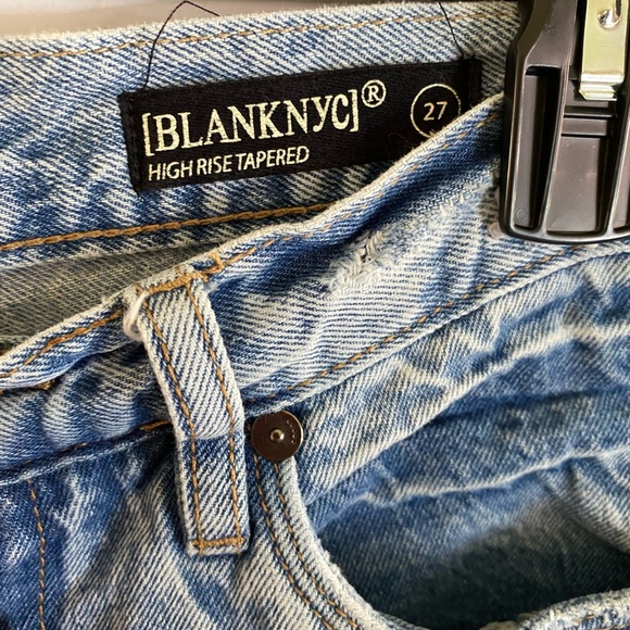 Blank NYC High Rise Tapered Lace Up Raw Hem Jeans - Picture 7 of 13